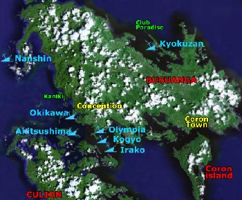 Carte des épaves japonaises de Coron bay